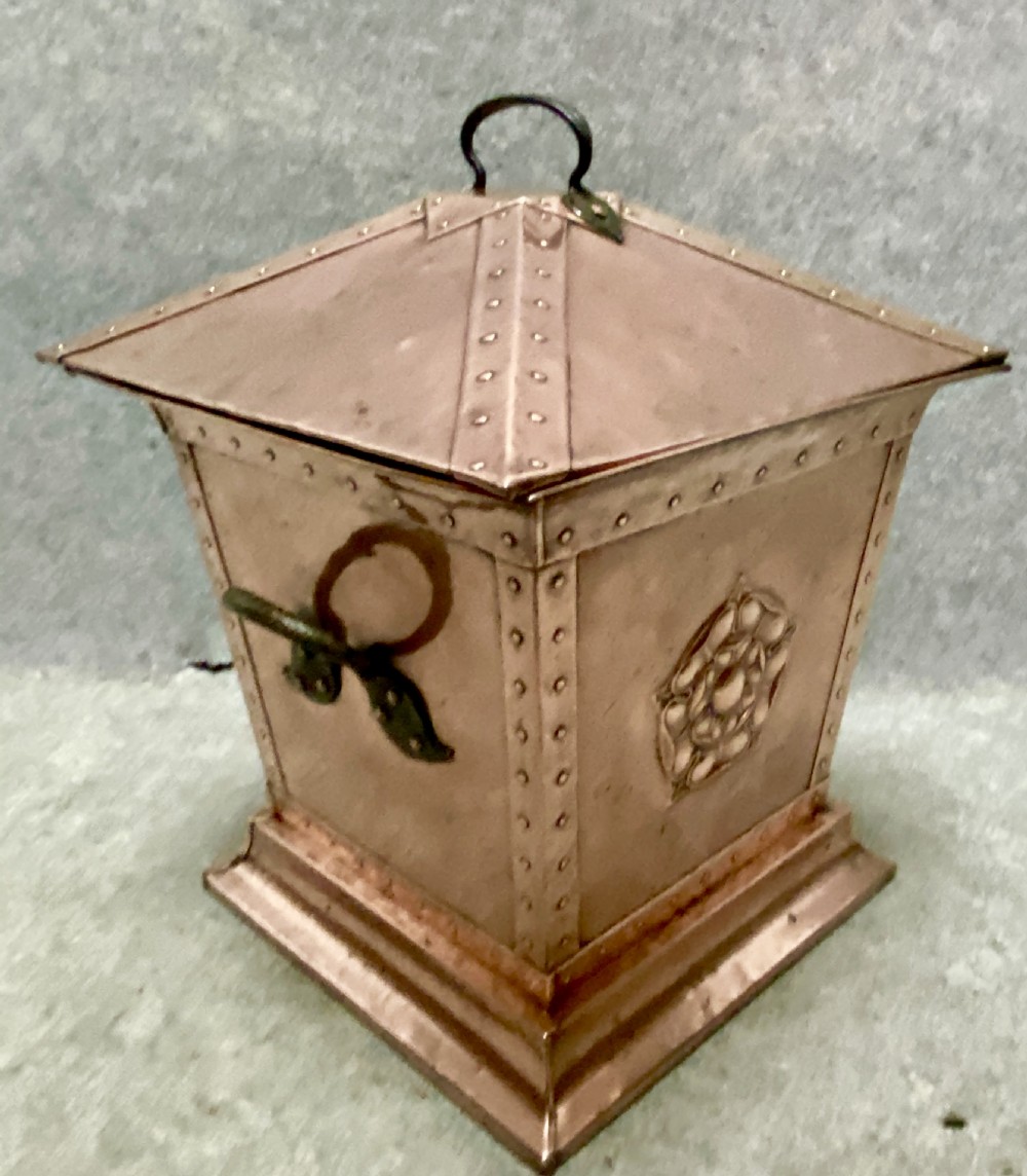 Arts and Crafts Copper Log Bin