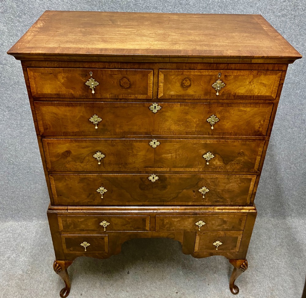 Queen Anne Style Walnut Chest on Stand Tall Boy View IV