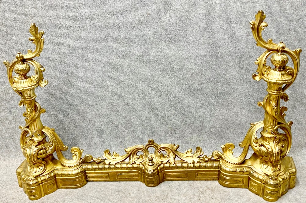 19th.C. French Rococo Extendable Brass Fender View II