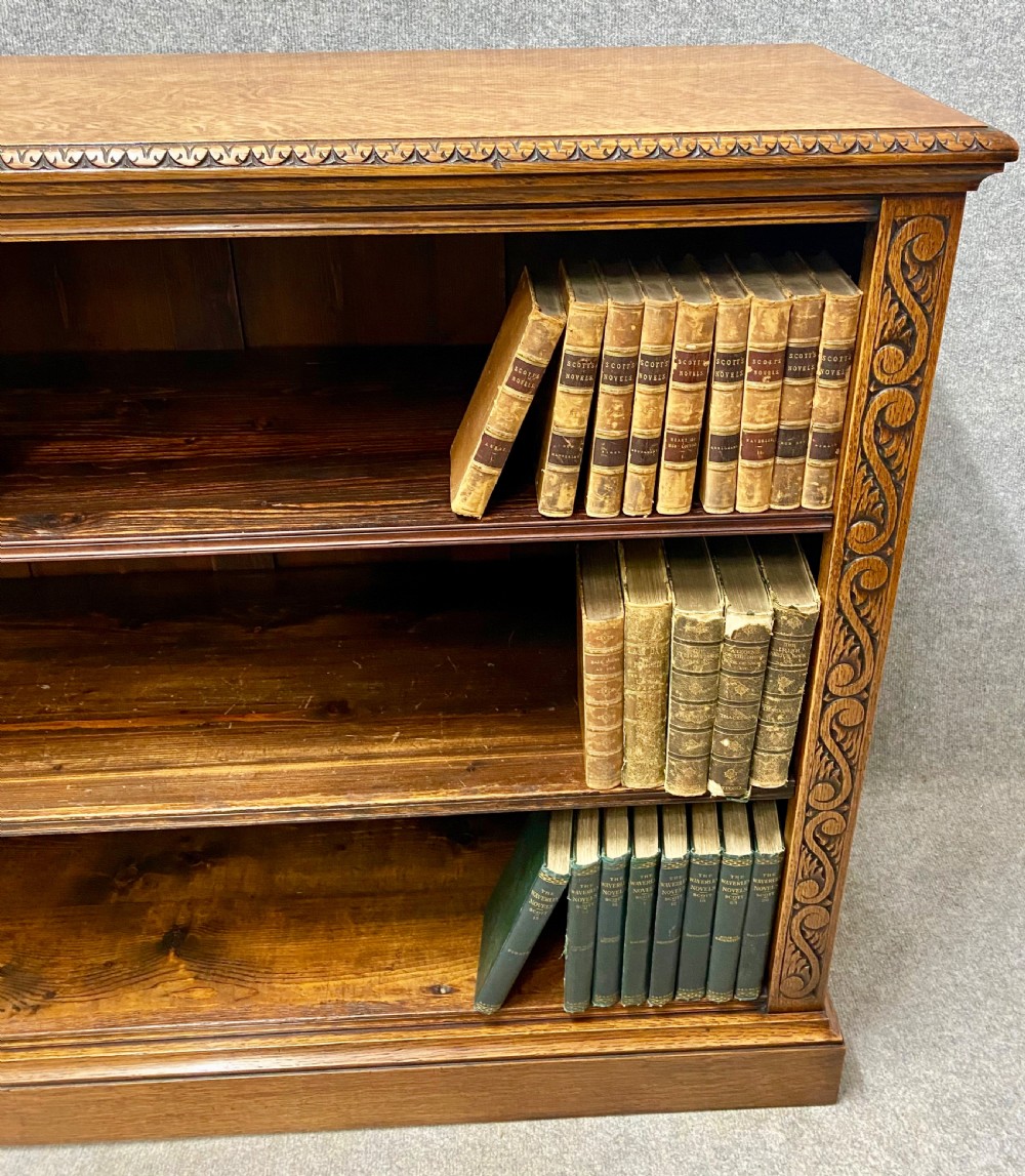 Substantial Victorian Oak Open Bookcase View IV