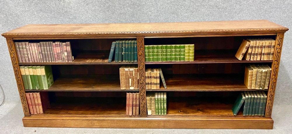 Substantial Victorian Oak Open Bookcase View V