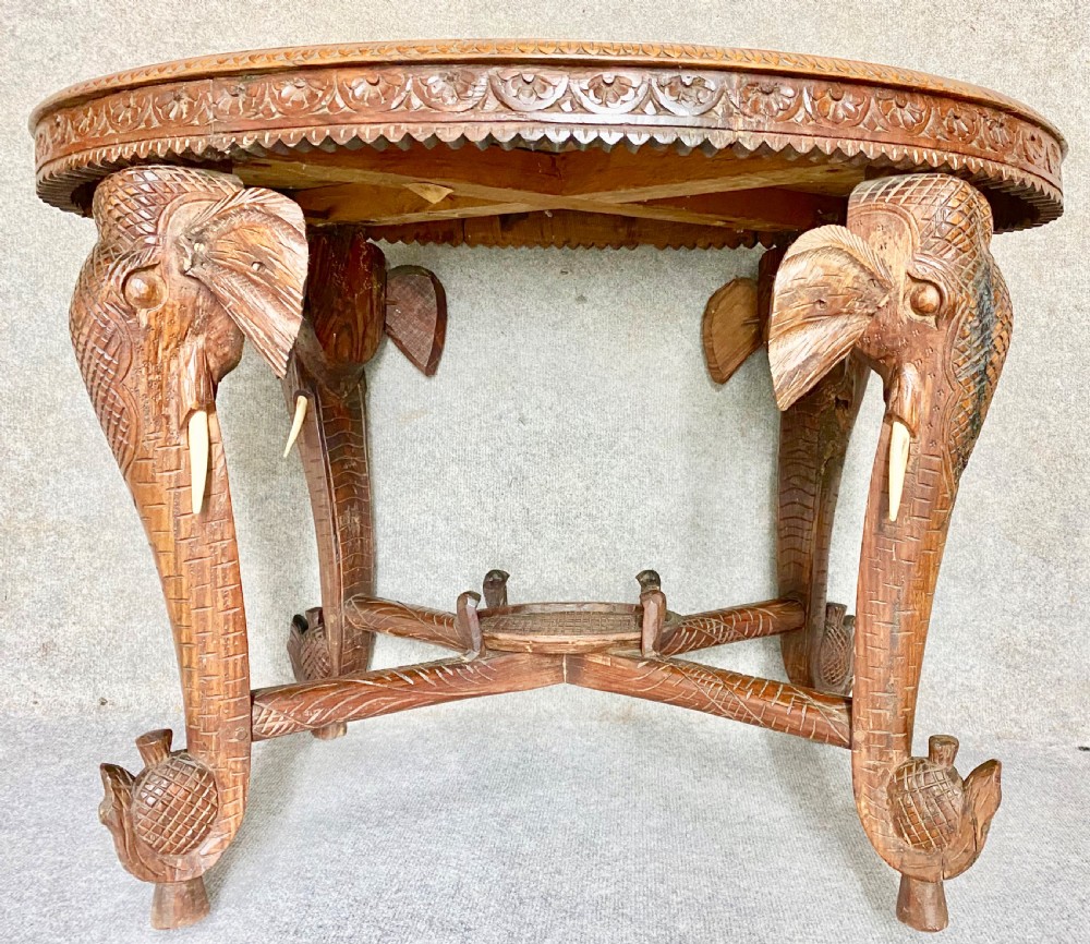 Good Anglo Indian Elephant Coffee Table View XII