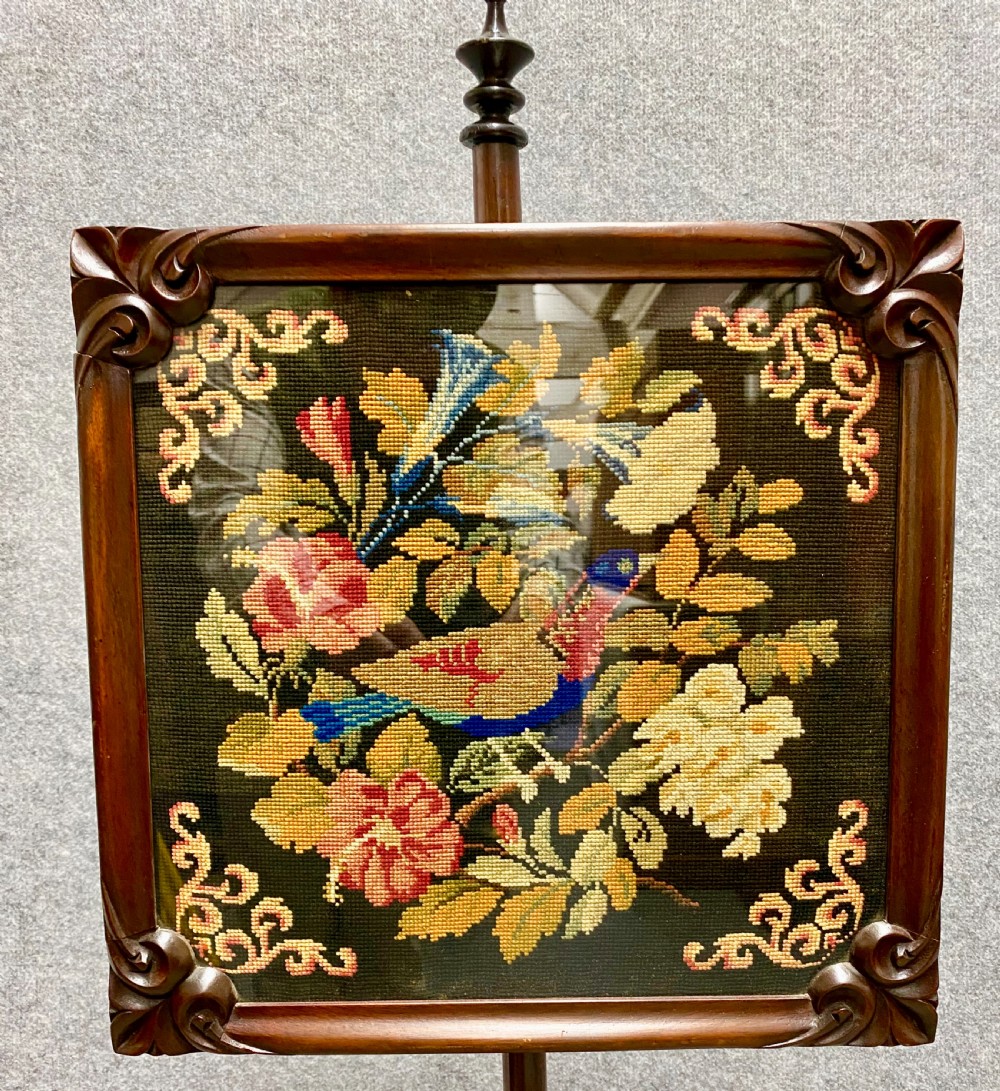 Pair of Early Victorian Mahogany Pole Screens View II