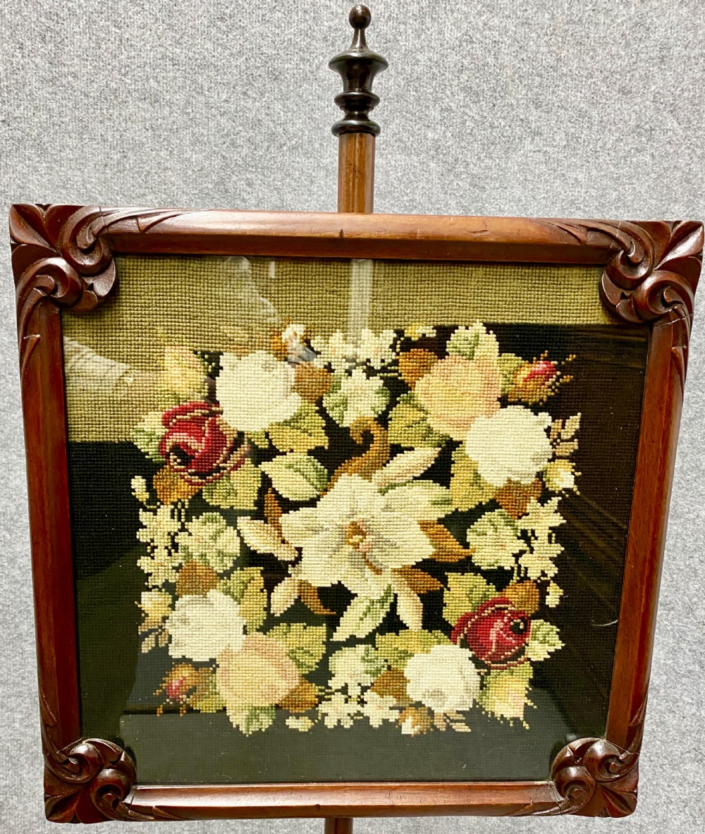 Pair of Early Victorian Mahogany Pole Screens View III