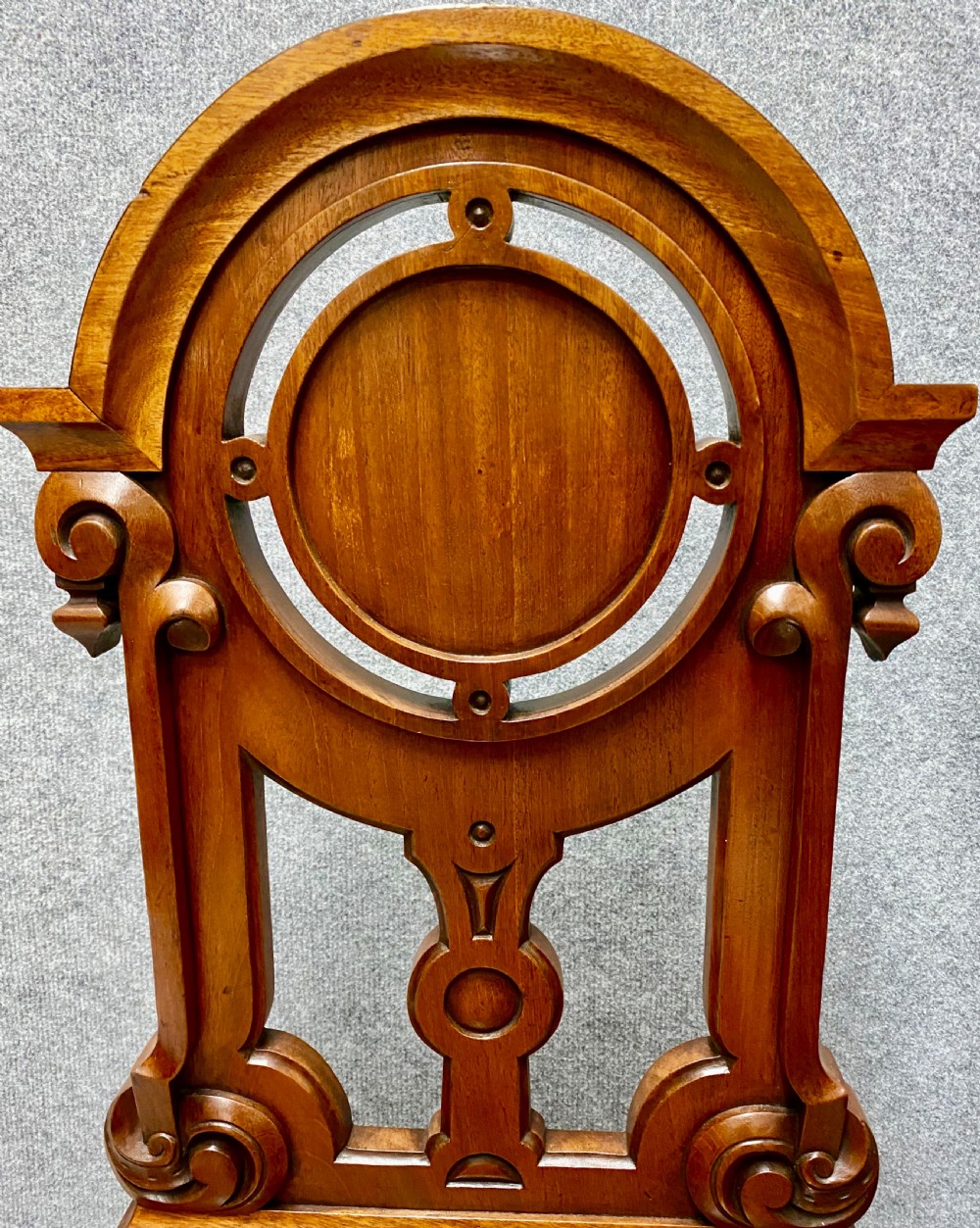 Pair Victorian Period Mahogany Hall Chairs View III