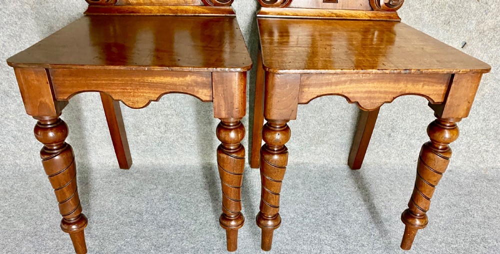 Pair Victorian Period Mahogany Hall Chairs View VI
