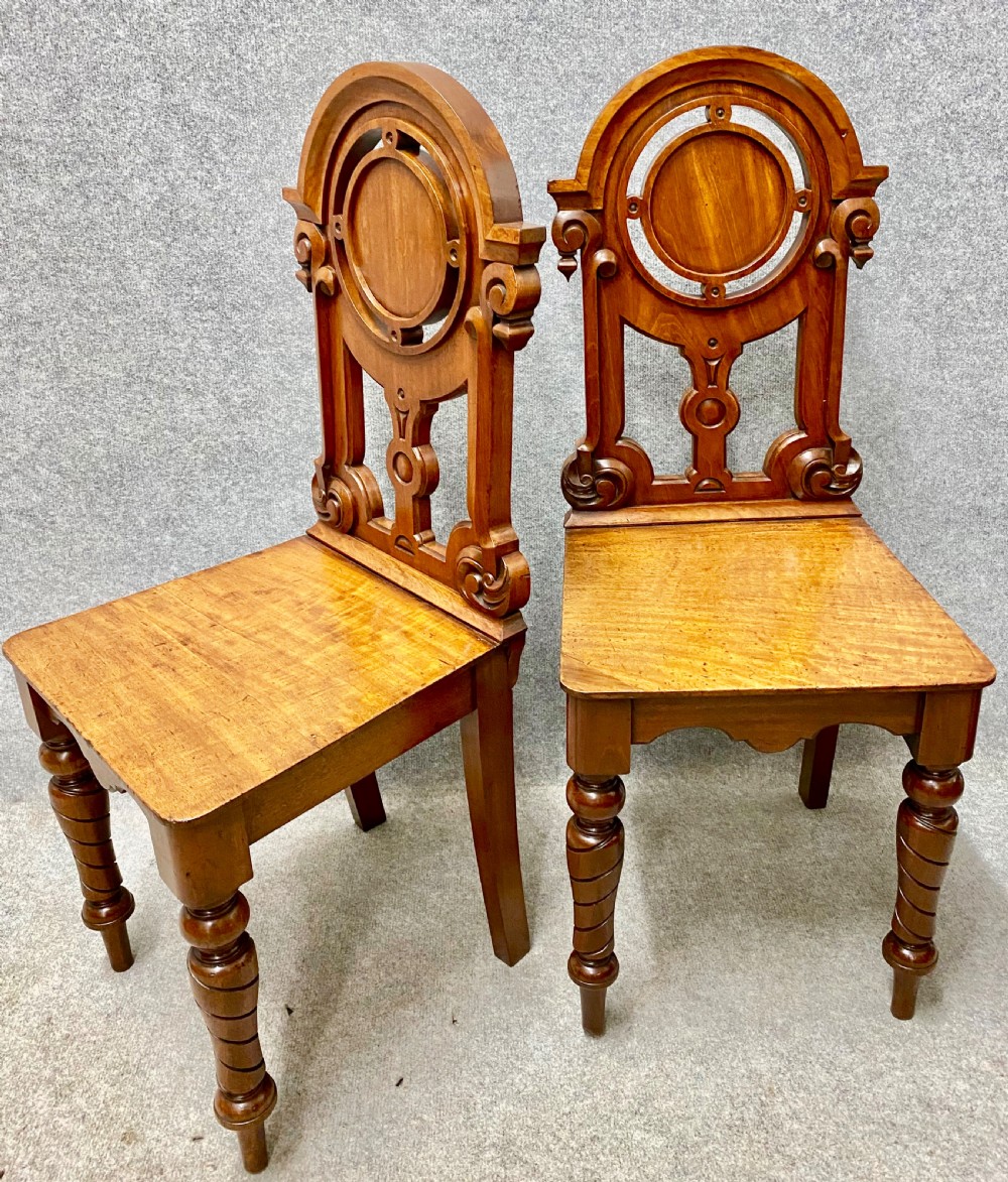 Pair Victorian Period Mahogany Hall Chairs View VII