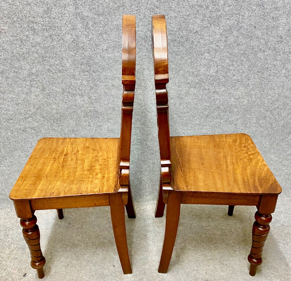 Pair Victorian Period Mahogany Hall Chairs View XII