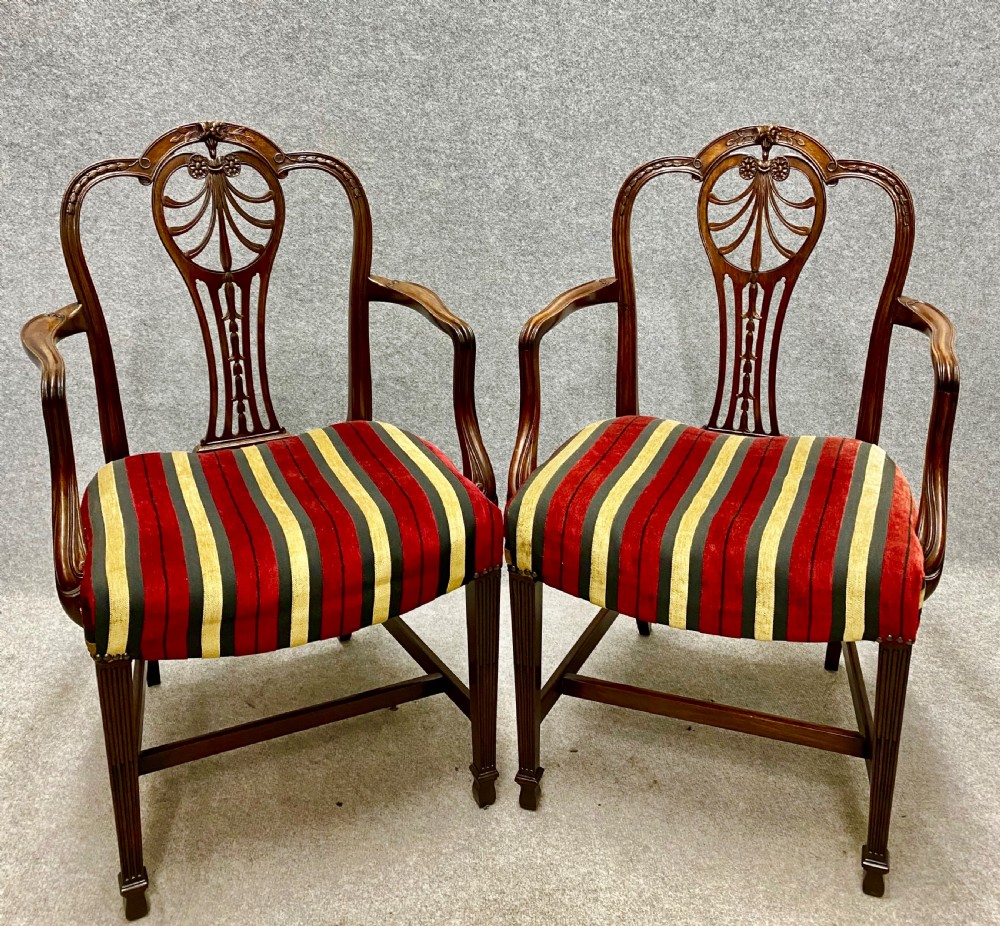 Pair of Mahogany Georgian Style Elbow or Desk Chairs