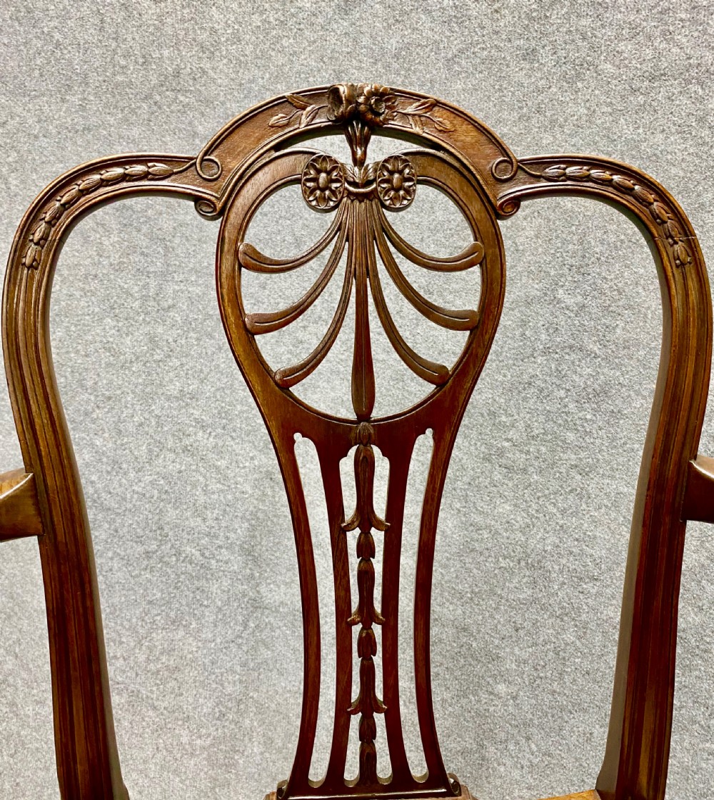 Pair of Mahogany Georgian Style Elbow or Desk Chairs View II