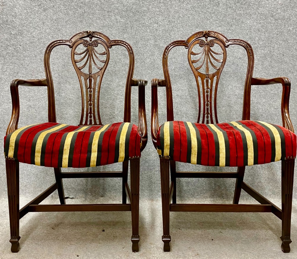 Pair of Mahogany Georgian Style Elbow or Desk Chairs View IV