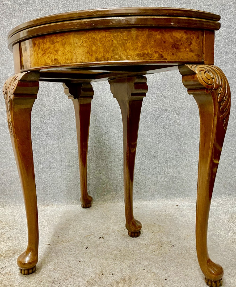 Good Quality Burr Walnut Card Table View IV