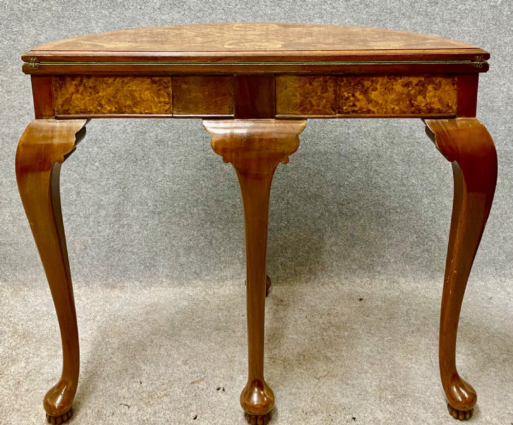 Good Quality Burr Walnut Card Table View VIII