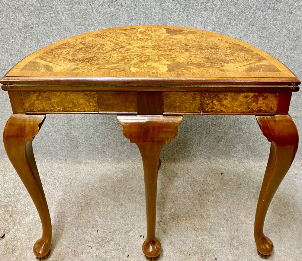 Good Quality Burr Walnut Card Table View IX