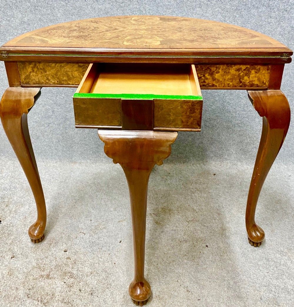 Good Quality Burr Walnut Card Table View XI