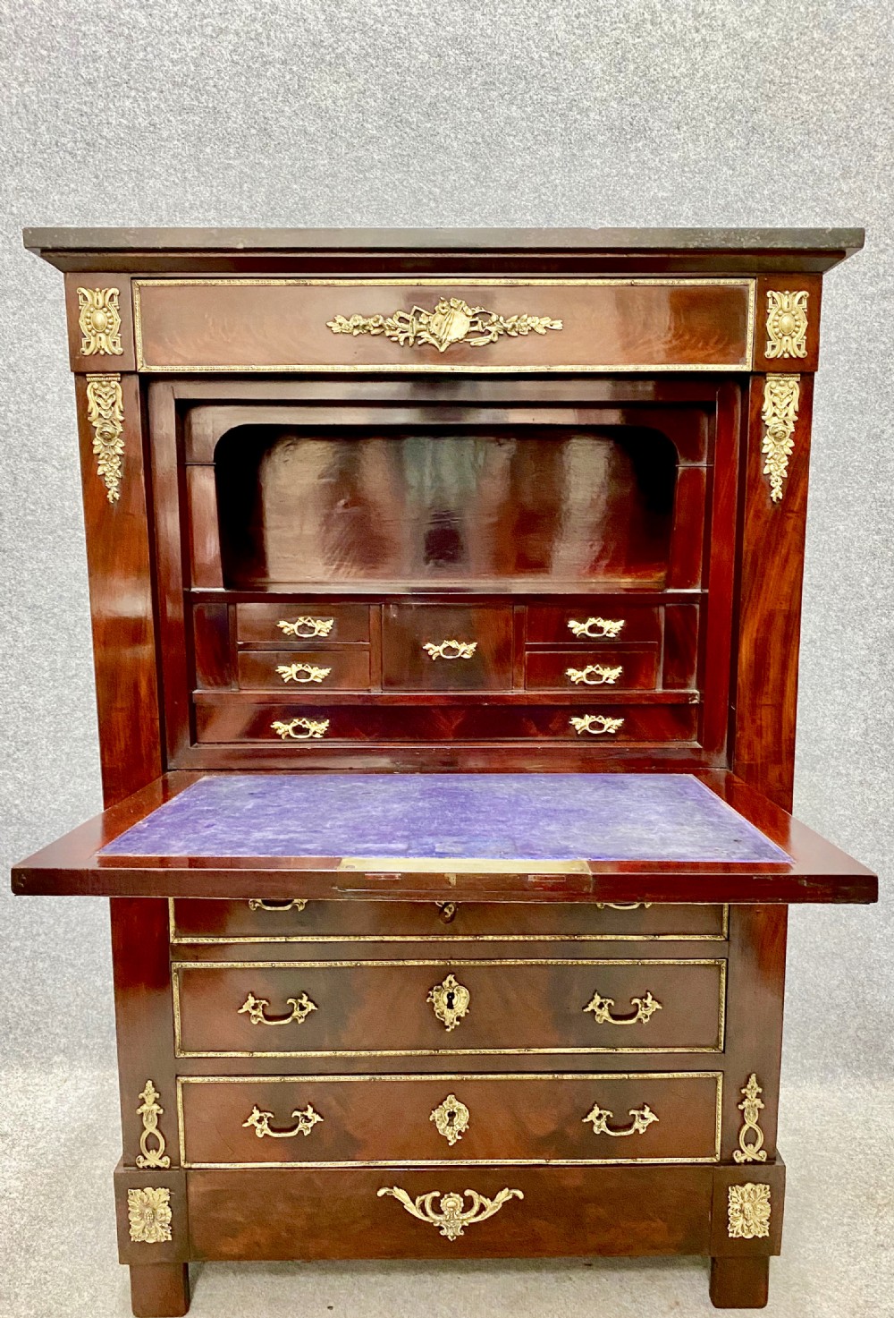 Antique French Mahogany Secretaire  Abattant 