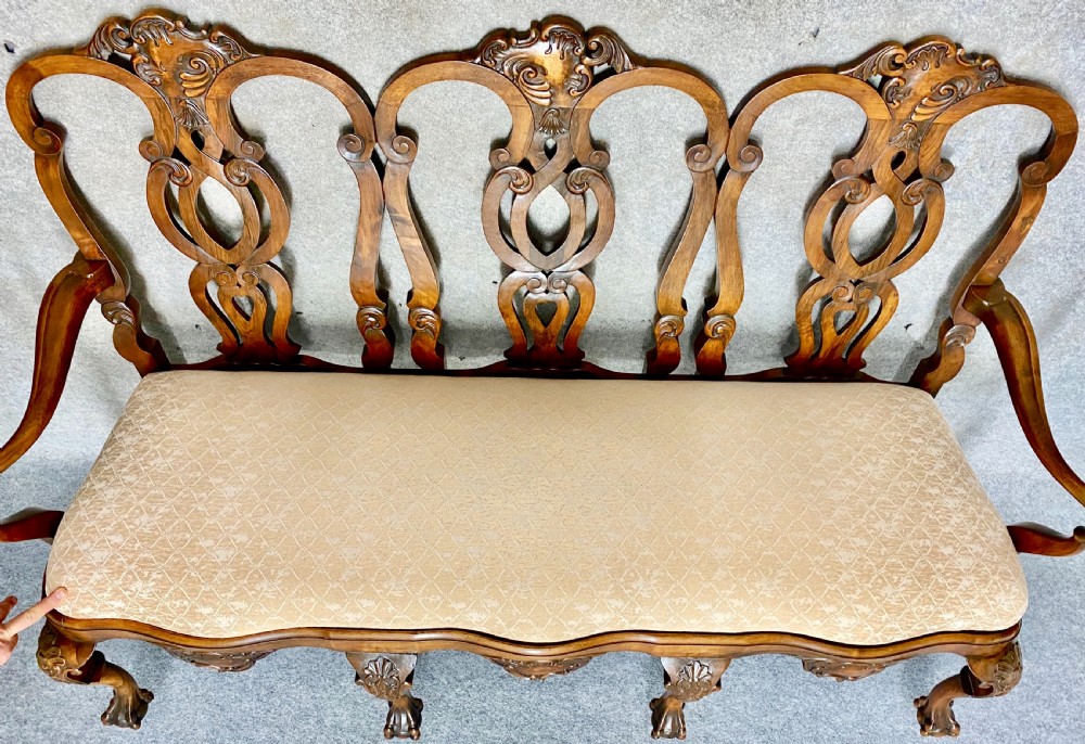 Good Antique Dutch Walnut Chair Back Settee View XIII