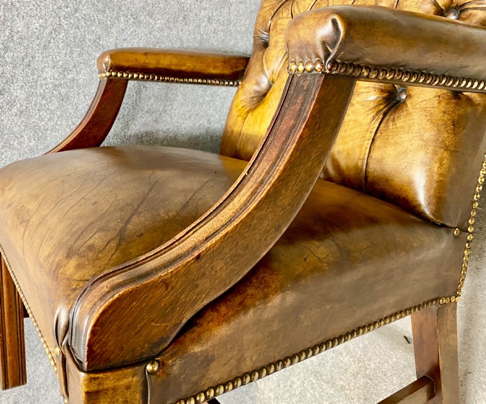 Mahogany & Leather Library Desk Chair View IX