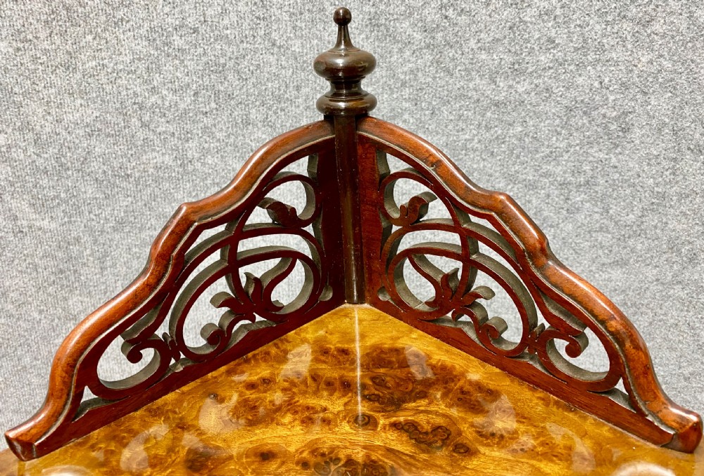 Victorian burr walnut corner whatnot View VII