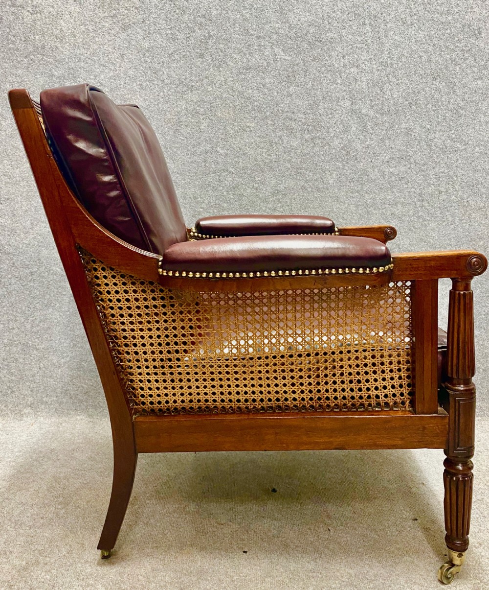 Regency mahogany bergere library armchair View II