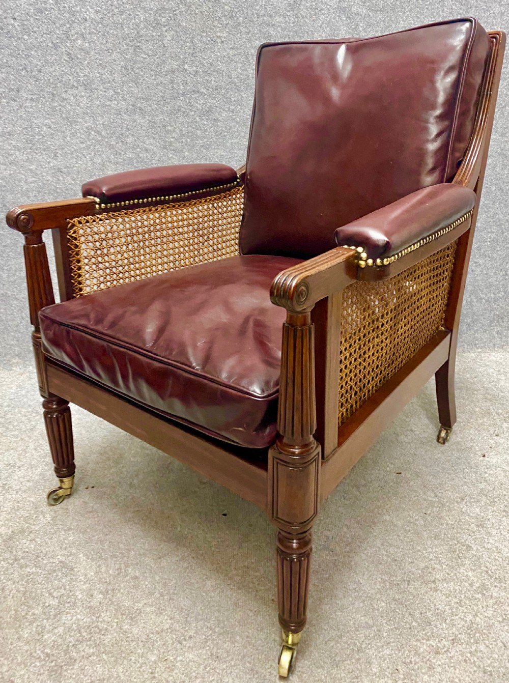 Regency mahogany bergere library armchair View III