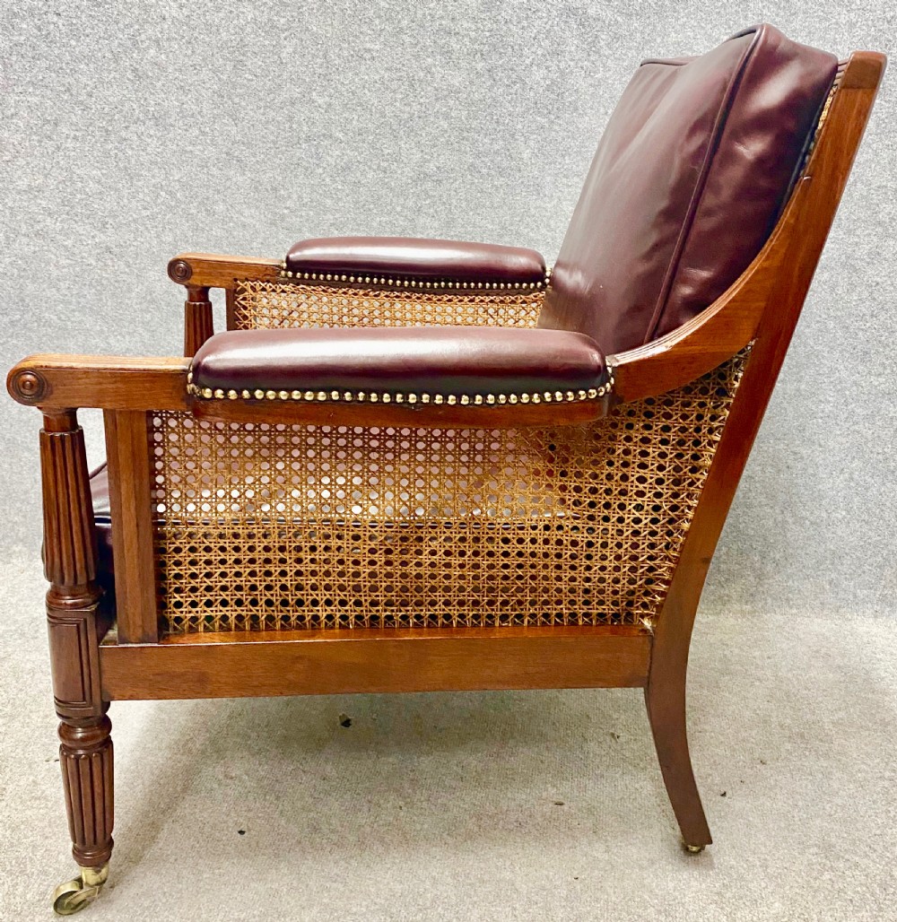 Regency mahogany bergere library armchair View V