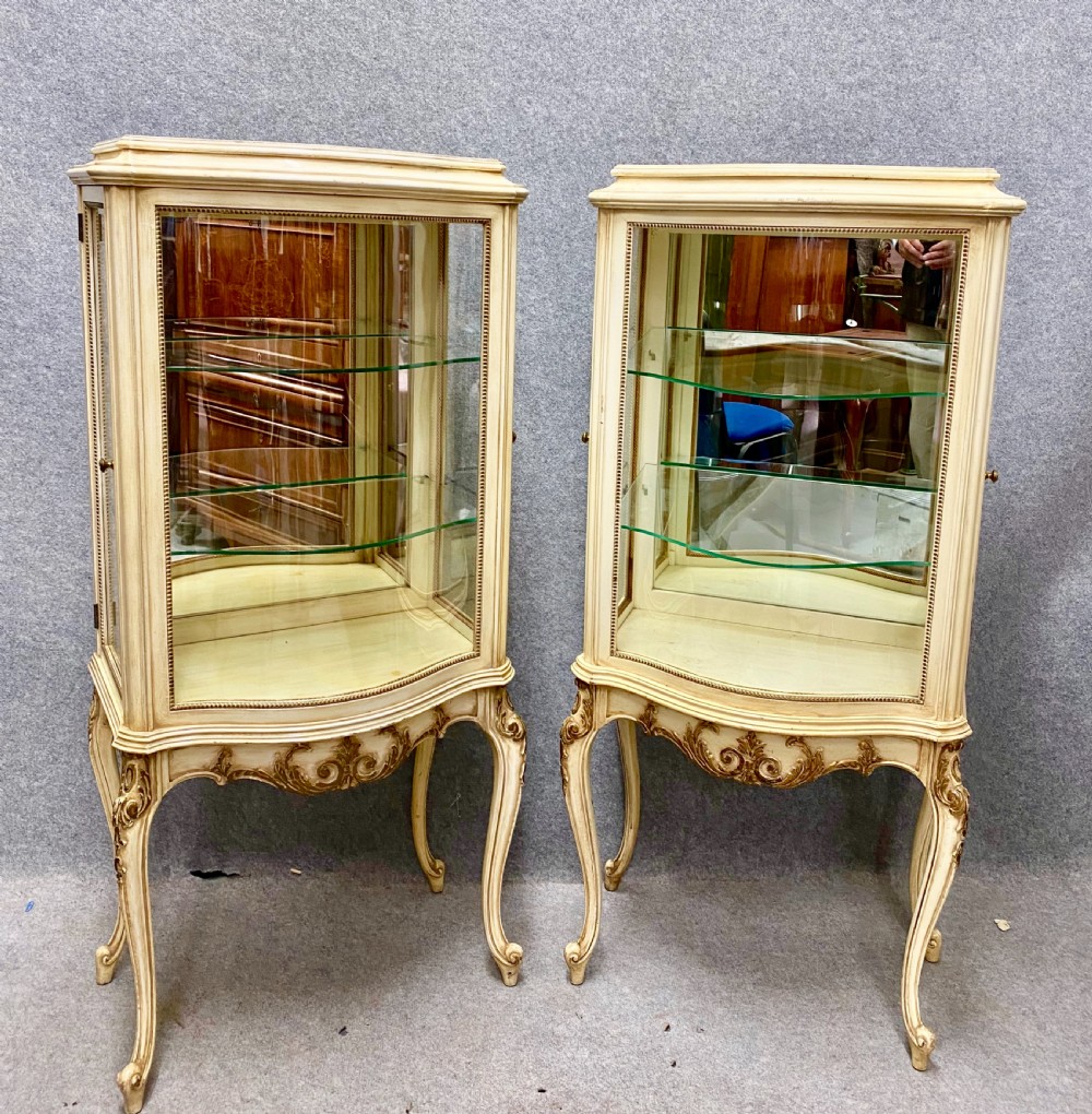 Pair Painted French Style Display Cabinets