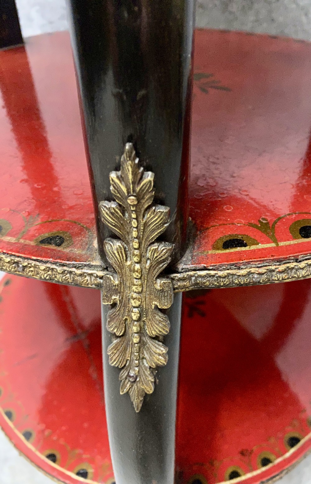  3 Tier Chinoiserie Red Lacquered Occasional Table View VI
