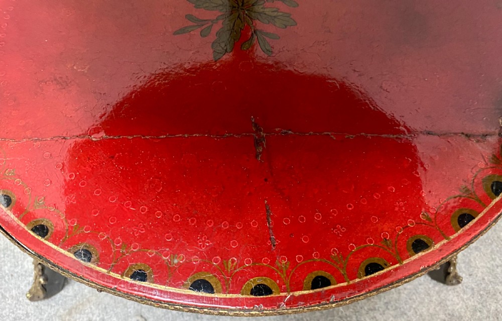  3 Tier Chinoiserie Red Lacquered Occasional Table View VIII