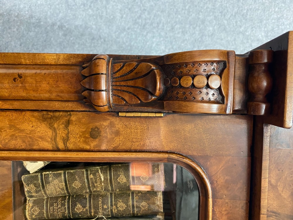 Fine Victorian Burr Walnut Secretaire Bookcase View IV