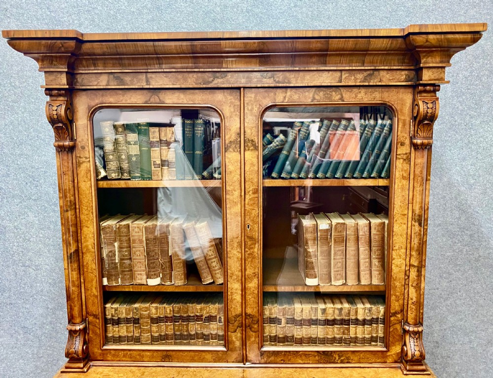Fine Victorian Burr Walnut Secretaire Bookcase View XXIII