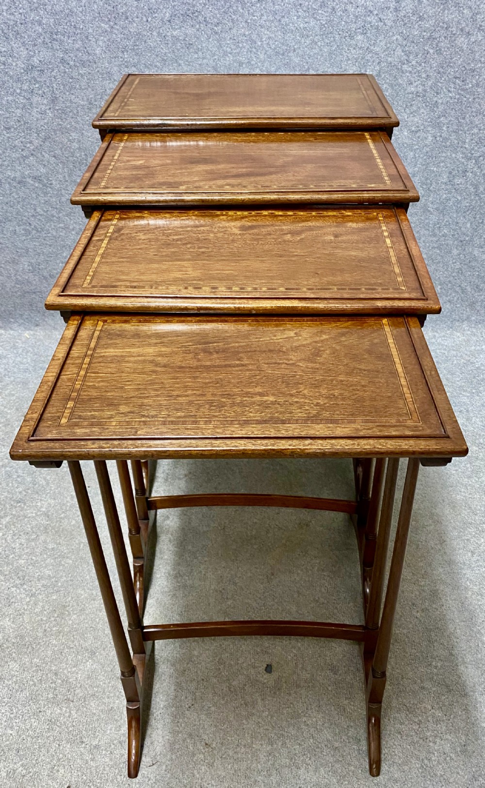 Edwardian Mahogany & Inlaid Nest of 4 Tables