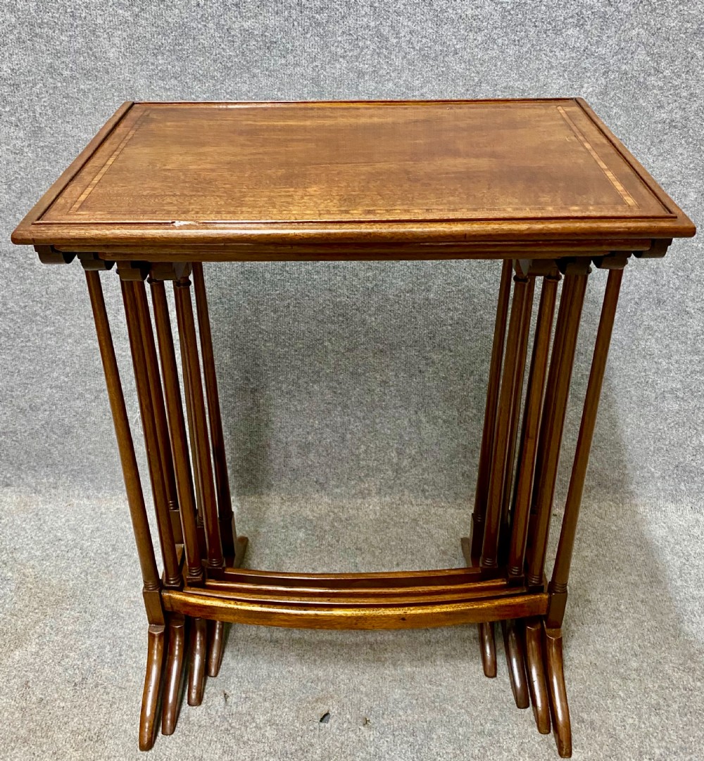 Edwardian Mahogany & Inlaid Nest of 4 Tables View IV