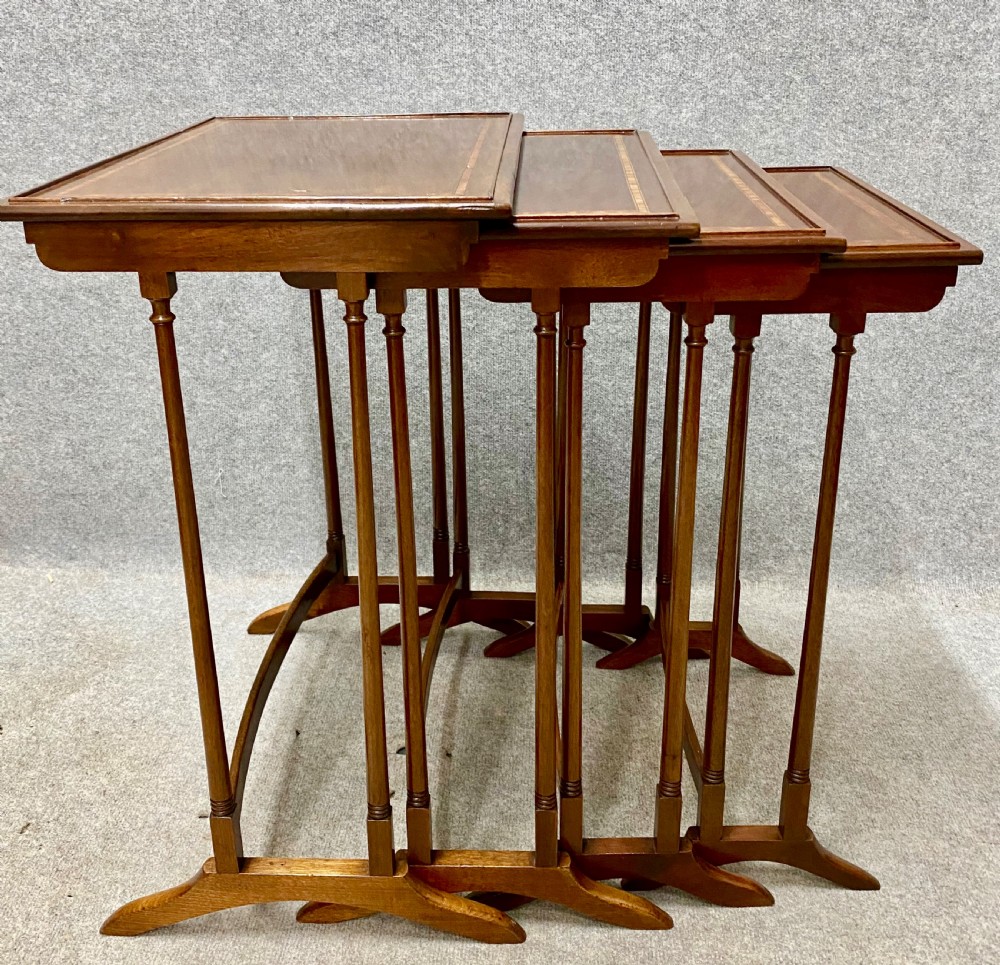 Edwardian Mahogany & Inlaid Nest of 4 Tables View VI