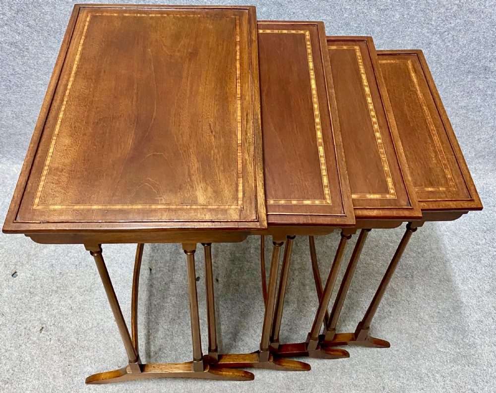 Edwardian Mahogany & Inlaid Nest of 4 Tables View VII