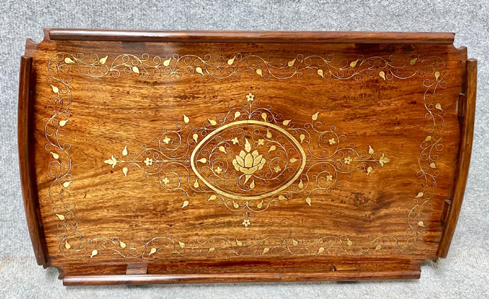 Anglo-Indian Teak & Brass Inlaid Drinks Trolley View VI
