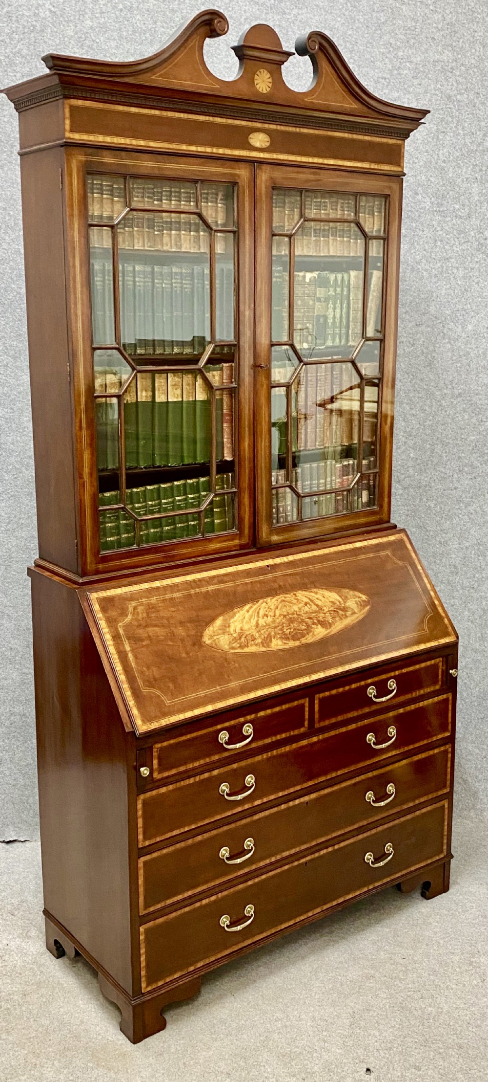 Edwardian Sheraton Revival Bureau Bookcase