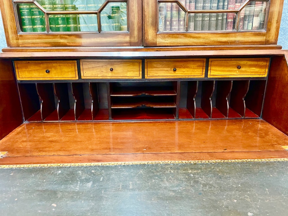 Edwardian Sheraton Revival Bureau Bookcase View IV