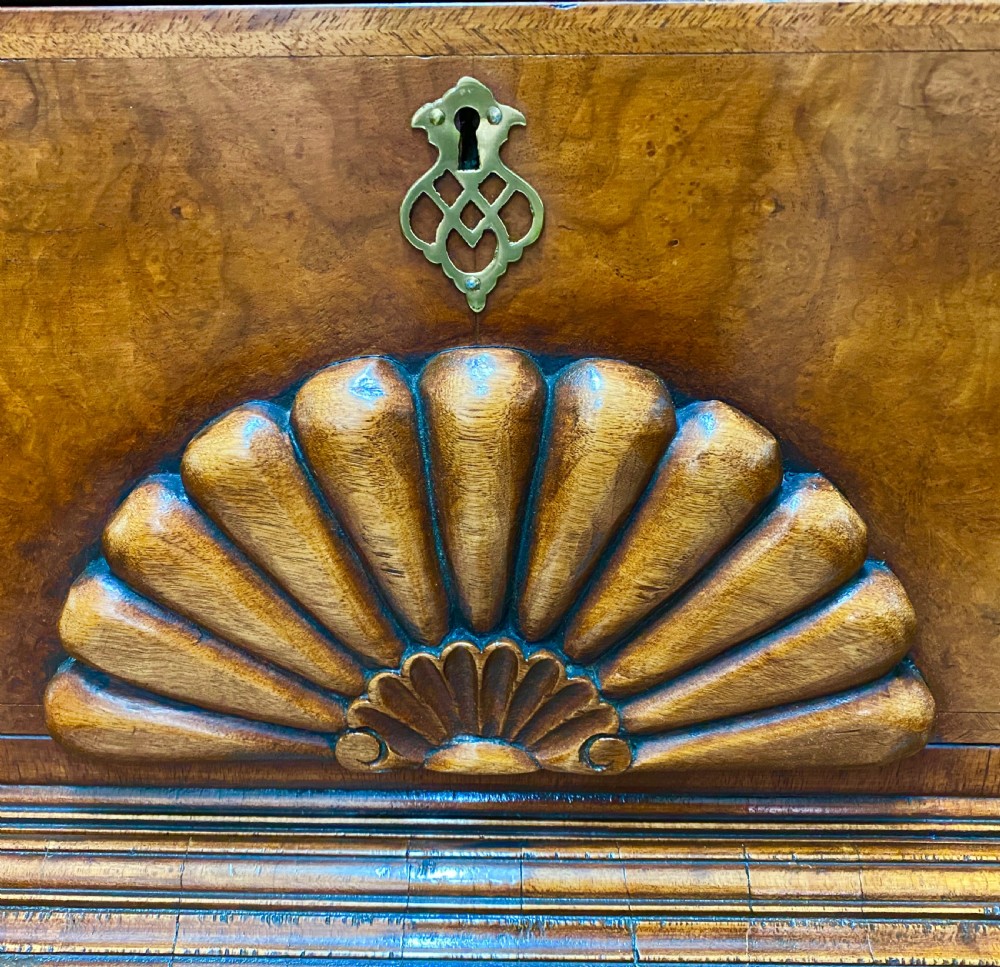 Substantial Bonnet-Top Burr Walnut Chest on Stand View IV
