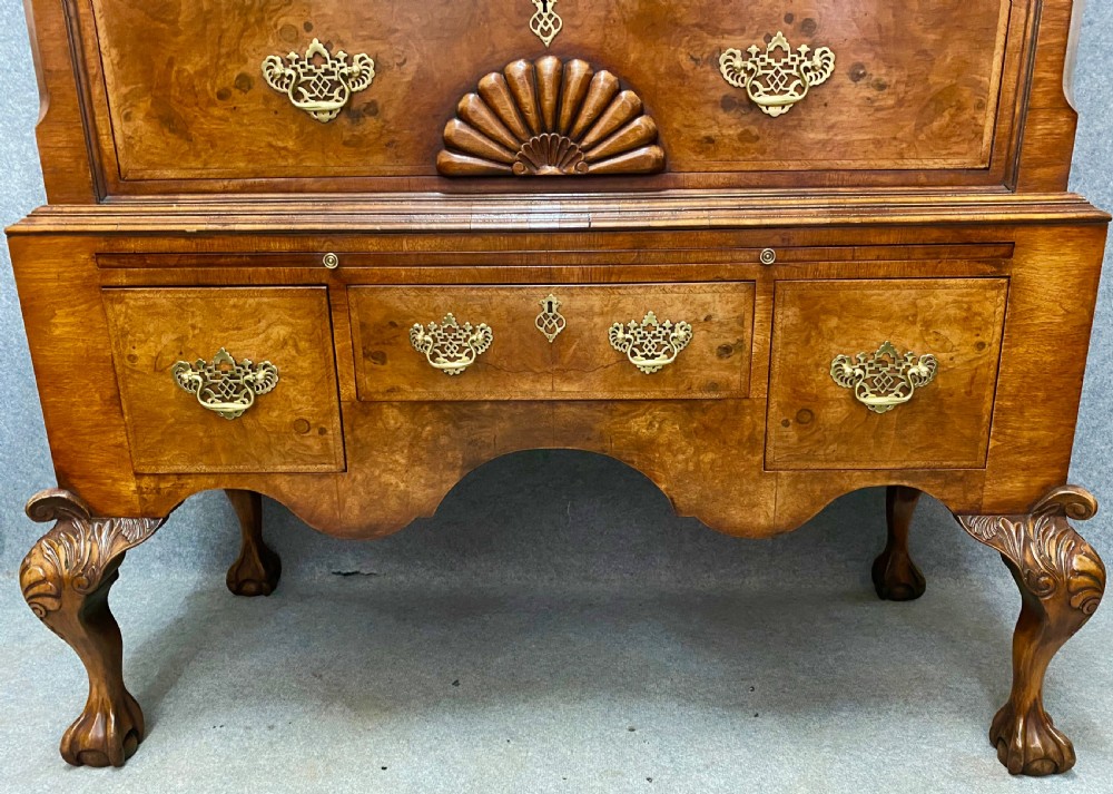 Substantial Bonnet-Top Burr Walnut Chest on Stand View VII