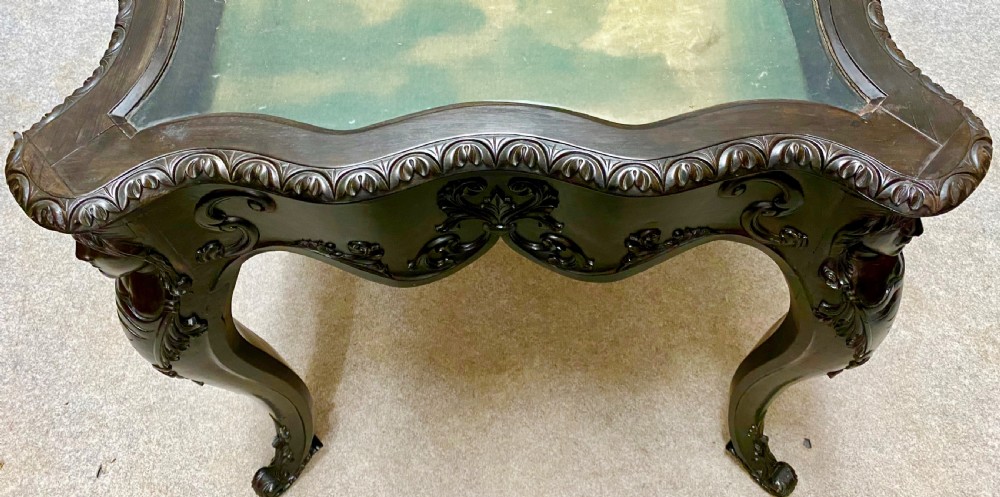 Large Ceylonese ( Sri Lankan )Solid Ebony Bijouterie Table View X