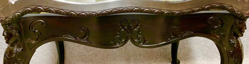 Large Ceylonese ( Sri Lankan )Solid Ebony Bijouterie Table View XV