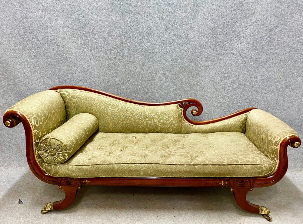  Regency Rosewood and Brass Inlaid Chaise Longue