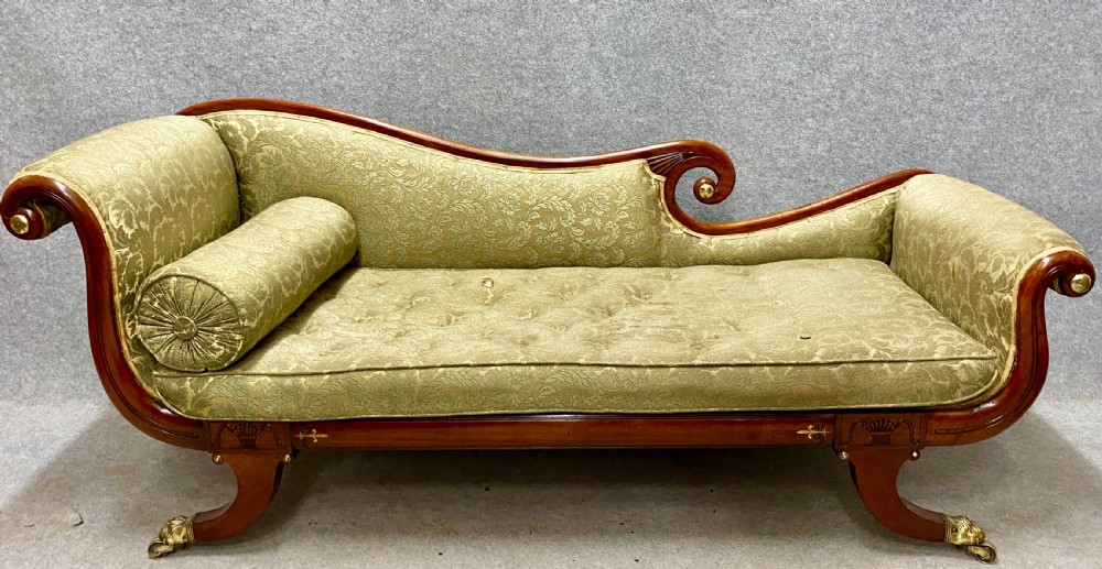 Regency Rosewood and Brass Inlaid Chaise Longue View II