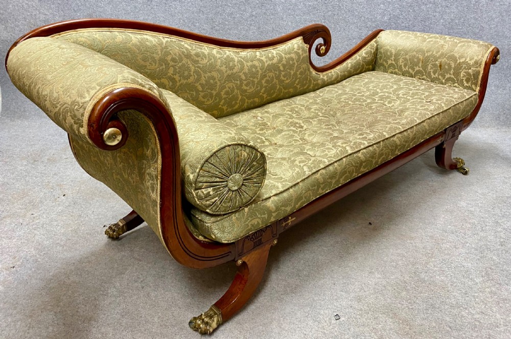  Regency Rosewood and Brass Inlaid Chaise Longue View IX