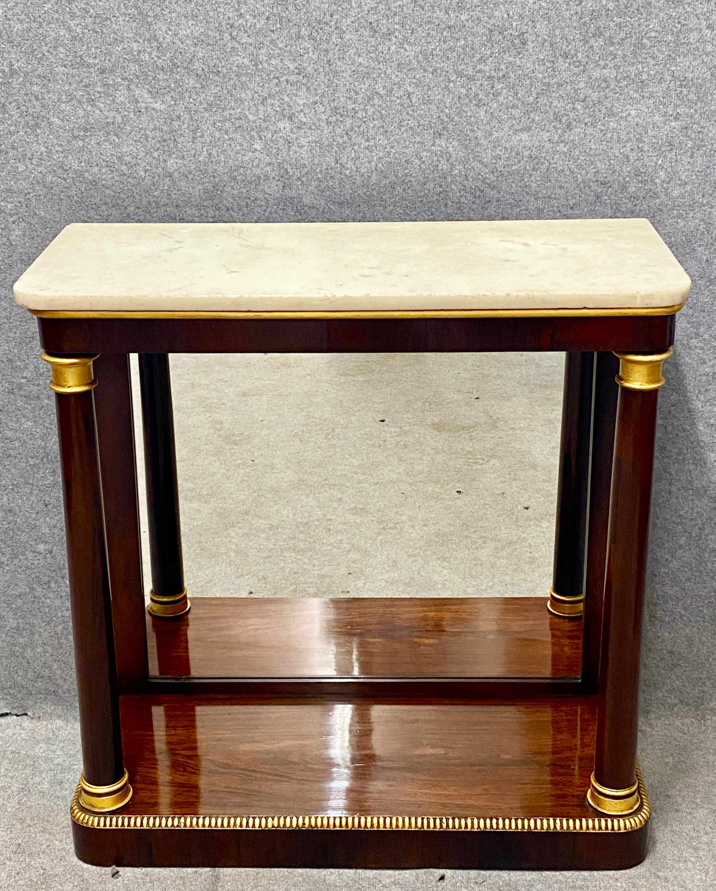 Attractive Rosewood,Gilded & Marble Top Console Table