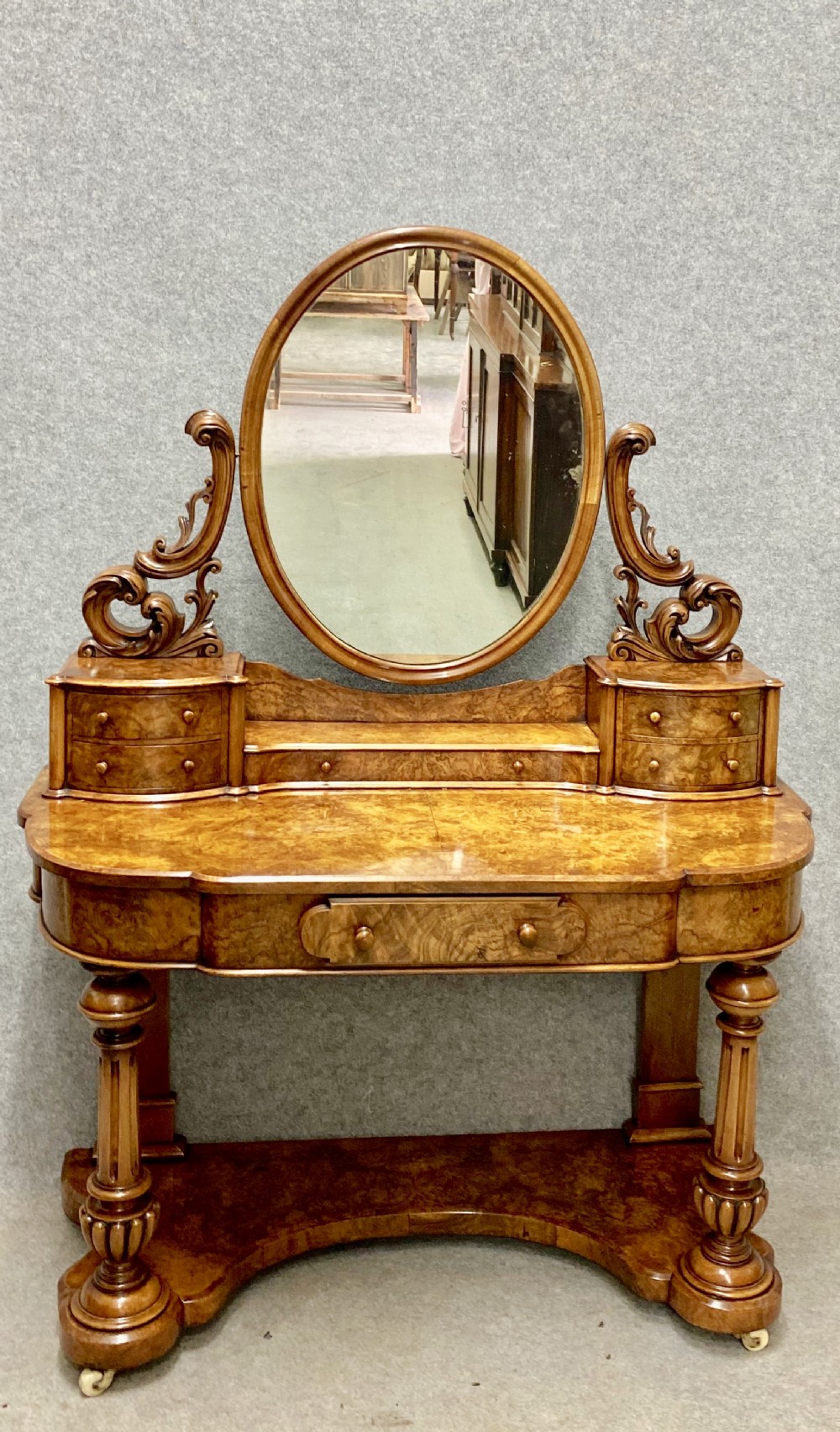 An Attractive Victorian Burr Walnut Dressin Table