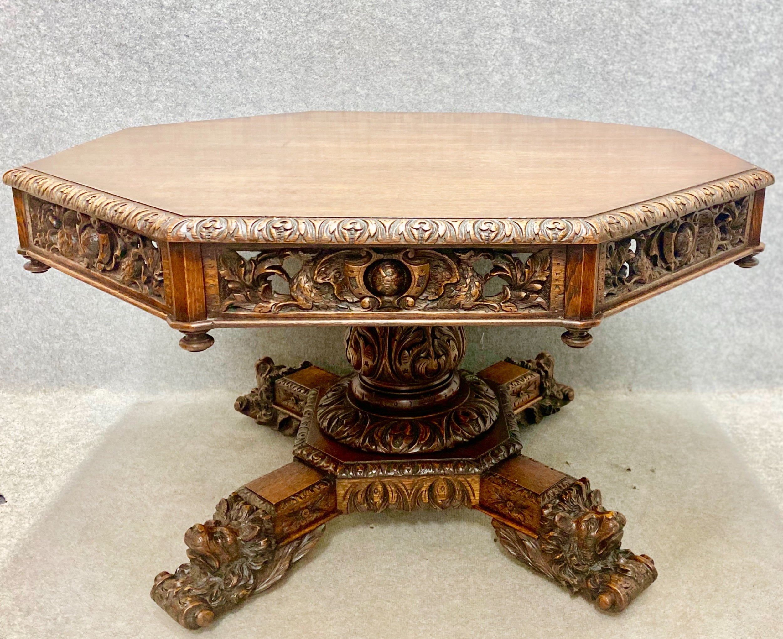 Good 19th Century Carved Oak Centre Table
