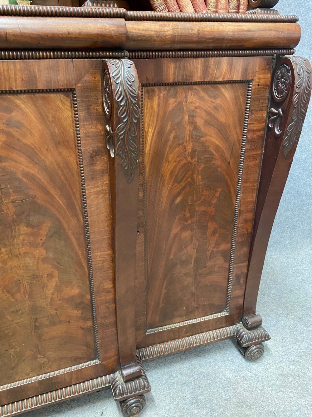 Fine Regency Mahogany Open Breakfront  Bookcase View XIV