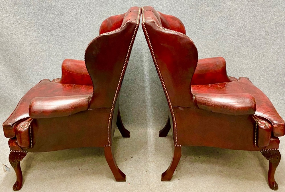 Pair of Leather Wing Armchairs View VI